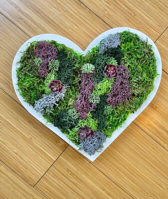 Handcrafted Custom Wood Moss Art Heart, Heart Wall Hanging, Moss Wall Art, Plant Home Décor, Spring Home Accent - image6